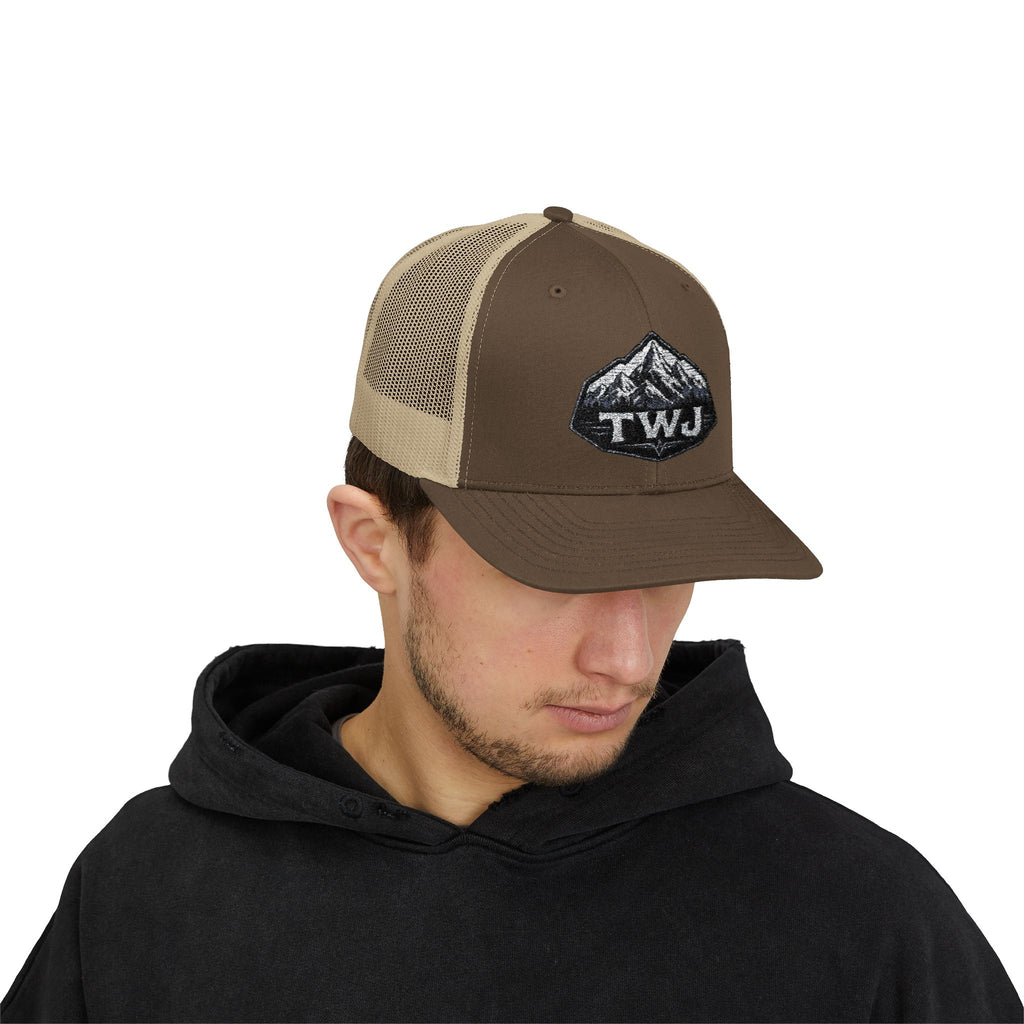Mountain Patch Trucker Cap — TWJ Embroidered Snapback