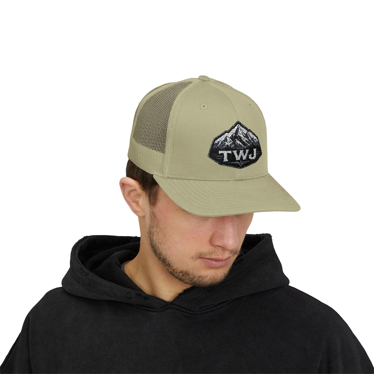 Mountain Patch Trucker Cap — TWJ Embroidered Snapback