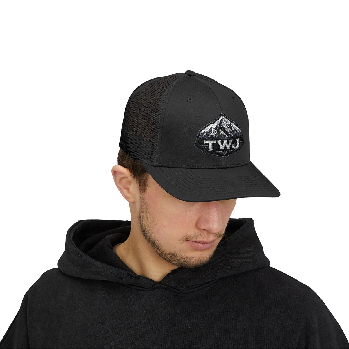 Mountain Patch Trucker Cap — TWJ Embroidered Snapback