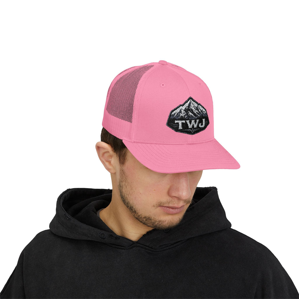 Mountain Patch Trucker Cap — TWJ Embroidered Snapback