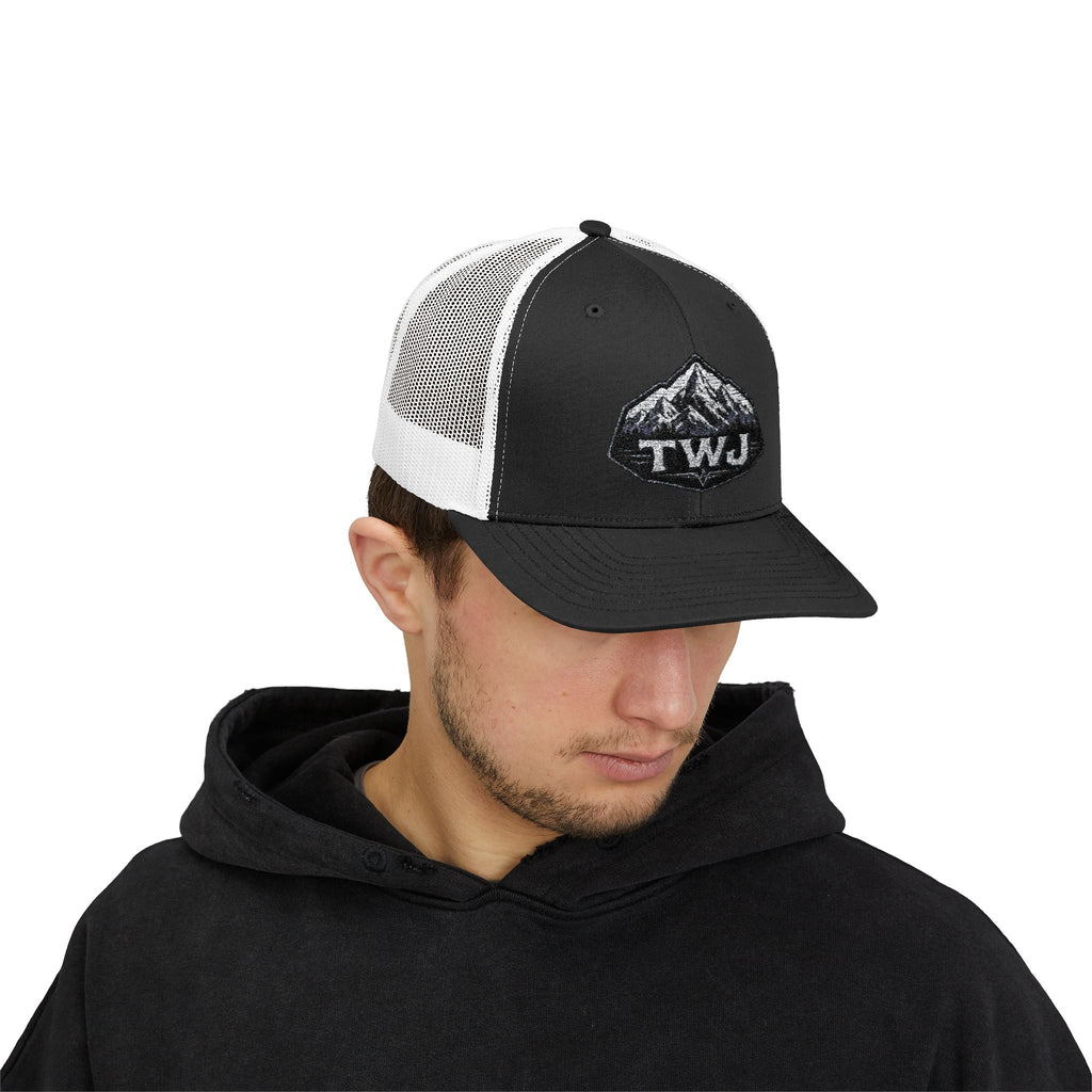 Mountain Patch Trucker Cap — TWJ Embroidered Snapback