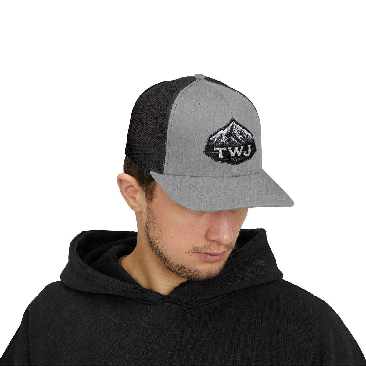 Mountain Patch Trucker Cap — TWJ Embroidered Snapback